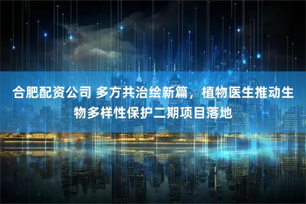 合肥配资公司 多方共治绘新篇，植物医生推动生物多样性保护二期项目落地